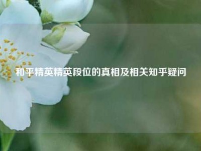 和平精英精英段位的真相及相关知乎疑问