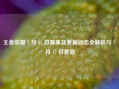 王者荣耀 7 月 15 日赛事及更新动态全解析与 7 月 17 日更新