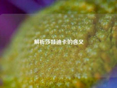 解析莎娃迪卡的含义