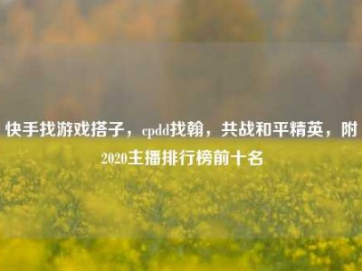 快手找游戏搭子，cpdd找翰，共战和平精英，附2020主播排行榜前十名