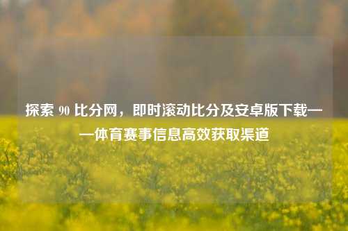 探索 90 比分网,即时滚动比分及安卓版下载——体育赛事信息高效获取渠道