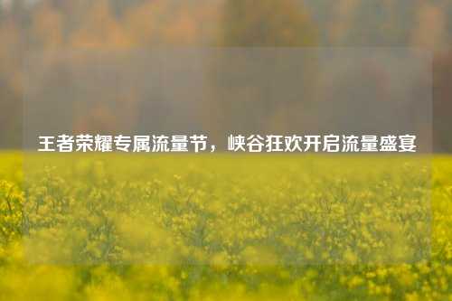王者荣耀专属流量节，峡谷狂欢开启流量盛宴