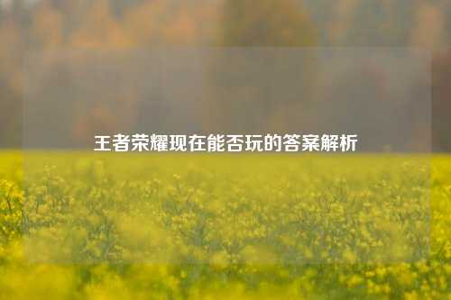 王者荣耀现在能否玩的答案解析